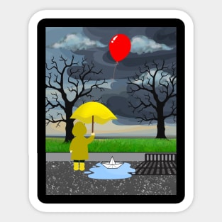 Red balloon blowing Sticker